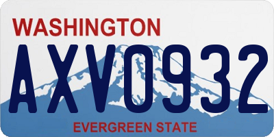 WA license plate AXV0932