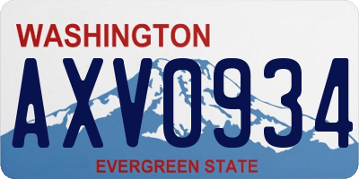 WA license plate AXV0934