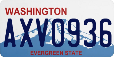 WA license plate AXV0936
