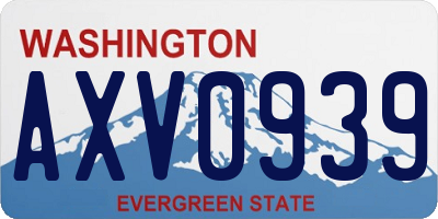 WA license plate AXV0939