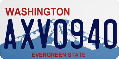 WA license plate AXV0940