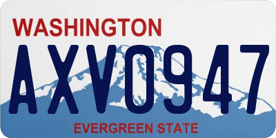 WA license plate AXV0947
