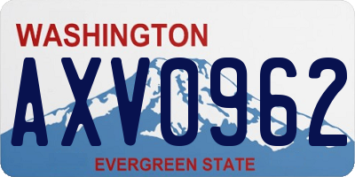 WA license plate AXV0962