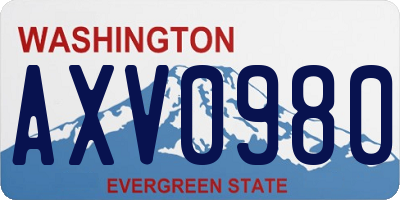 WA license plate AXV0980
