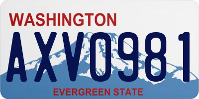 WA license plate AXV0981