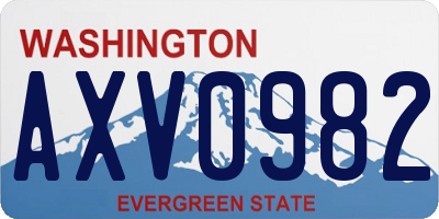 WA license plate AXV0982