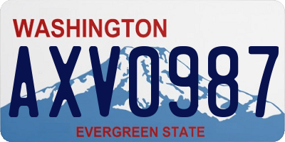 WA license plate AXV0987