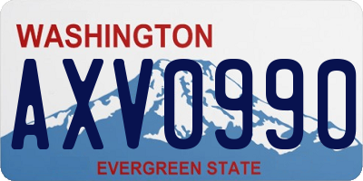 WA license plate AXV0990