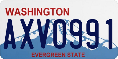 WA license plate AXV0991