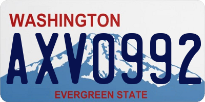 WA license plate AXV0992