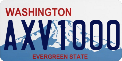 WA license plate AXV1000