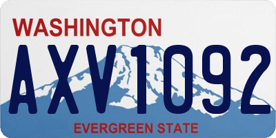 WA license plate AXV1092