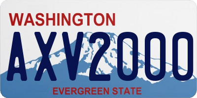 WA license plate AXV2000