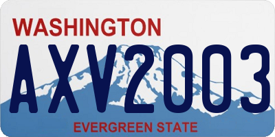 WA license plate AXV2003