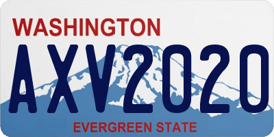 WA license plate AXV2020