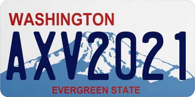 WA license plate AXV2021