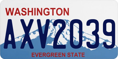 WA license plate AXV2039