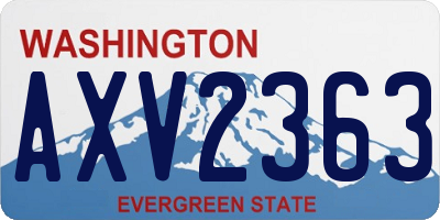 WA license plate AXV2363