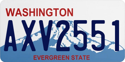 WA license plate AXV2551