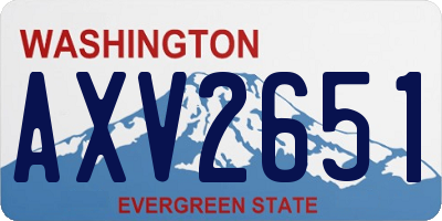WA license plate AXV2651