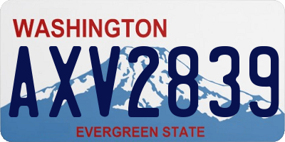 WA license plate AXV2839