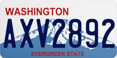 WA license plate AXV2892