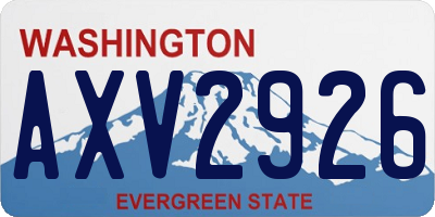 WA license plate AXV2926
