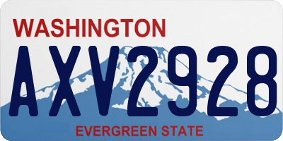WA license plate AXV2928