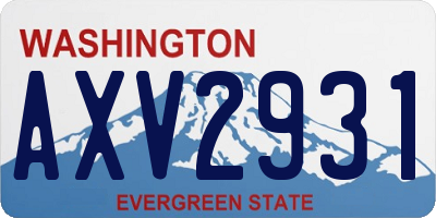 WA license plate AXV2931