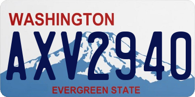 WA license plate AXV2940