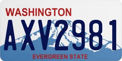 WA license plate AXV2981