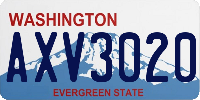WA license plate AXV3020