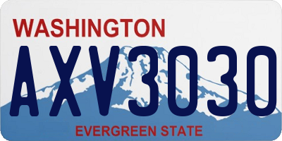 WA license plate AXV3030