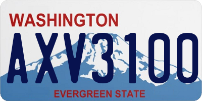 WA license plate AXV3100