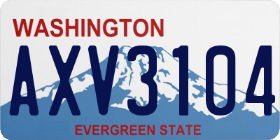 WA license plate AXV3104
