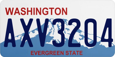 WA license plate AXV3204