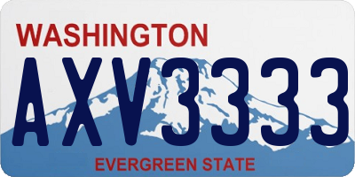 WA license plate AXV3333