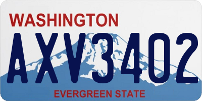 WA license plate AXV3402