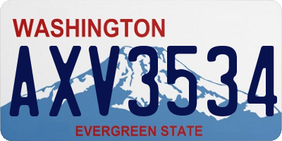 WA license plate AXV3534