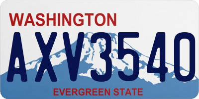 WA license plate AXV3540