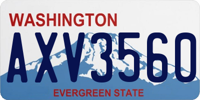 WA license plate AXV3560