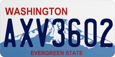 WA license plate AXV3602