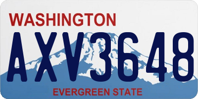 WA license plate AXV3648