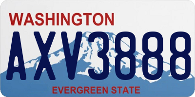 WA license plate AXV3888