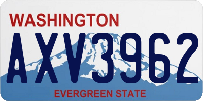 WA license plate AXV3962