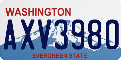 WA license plate AXV3980