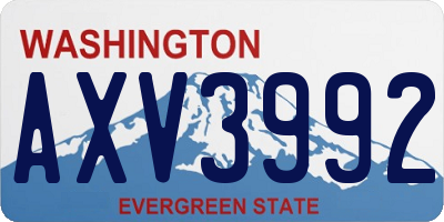 WA license plate AXV3992