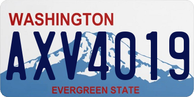 WA license plate AXV4019