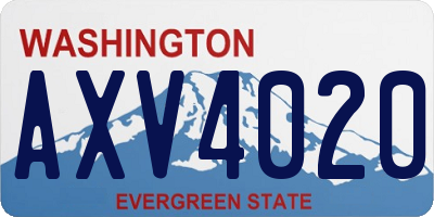 WA license plate AXV4020