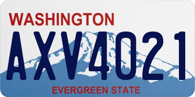 WA license plate AXV4021